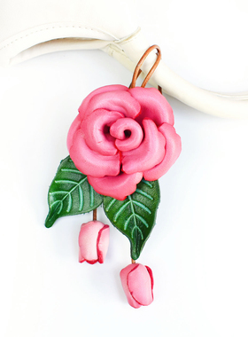 洋芋『花开漫漫』真皮手工包挂饰