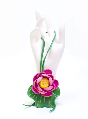 洋芋『荷花盛开』真皮荷花挂饰