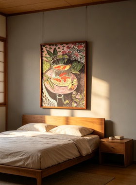 马蒂斯装饰画野兽派油画金鱼挂画壁画餐厅画抽象油画实木框画名画