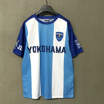 Japan Lake Blue Large Striped Collared CUHK Tong Youth Football Uniform Speed Dry Blouse Sport Short Sleeve T-shirt Training Clothing