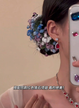 满天星油画感刘亦菲晚宴网红成品发饰仿真花拍摄道具diy摄影发卡