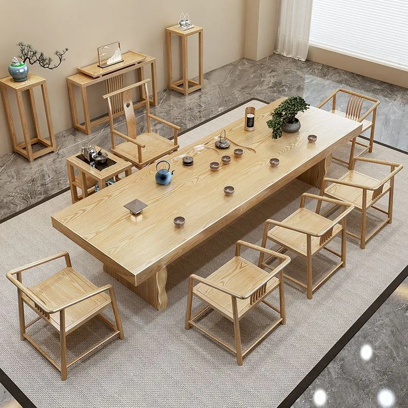 实木茶桌椅组合现代简约茶台会客区新中式办公室茶几长方形条桌,淘宝优惠券,粉丝福利购,淘宝优惠卷