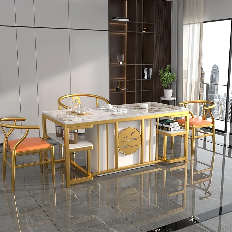 轻奢岩板茶桌椅组合办公室美容院现代泡茶桌阳台茶桌椅一体一整套,淘宝优惠券,粉丝福利购,淘宝优惠卷