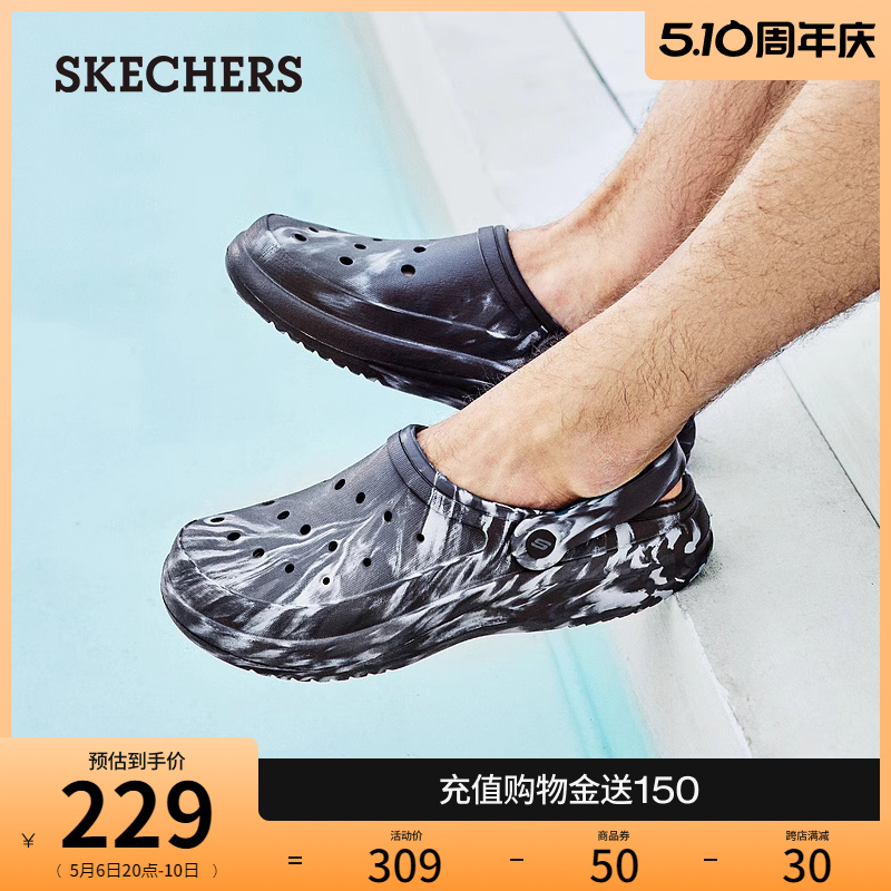 【刘宇同款】Skechers斯凯奇晕染泡泡鞋夏新款男鞋厚底外穿洞洞鞋-图0