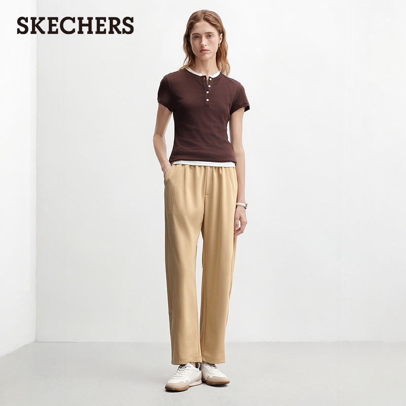 斯凯奇香蕉裤2025冬女卫裤加绒裤子保暖休闲运动裤宽松阔腿弯刀裤