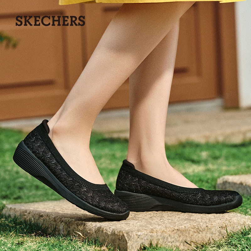 【母亲节礼物】Skechers斯凯奇夏女鞋透气蕾丝单鞋舒适浅口平底鞋-图2