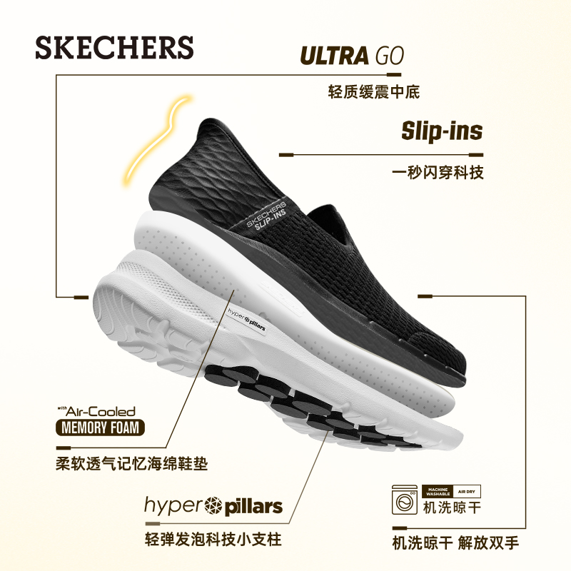 【闪穿鞋】Skechers斯凯奇Slip ins系列缓震一脚蹬休闲健步鞋男鞋 - 图2