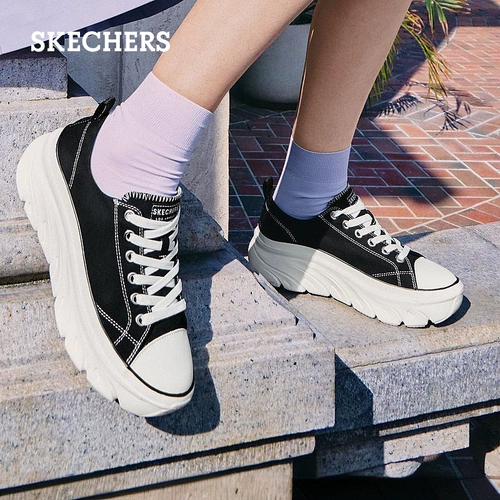 Skechers, классические универсальные туфли, высокая комфортная дышащая тканевая повседневная обувь на платформе, мягкая подошва
