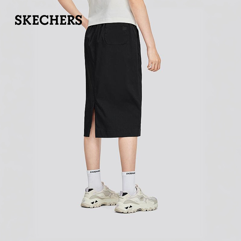 Skechers斯凯奇2024夏季新款女款时尚工装裙中裙舒适凉感高腰半裙-图3