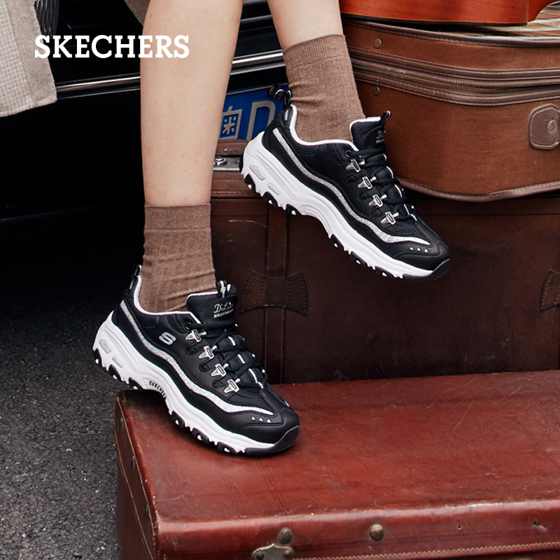 Skechers斯凯奇春夏复古女鞋高回弹运动鞋厚底老爹鞋休闲鞋-图1