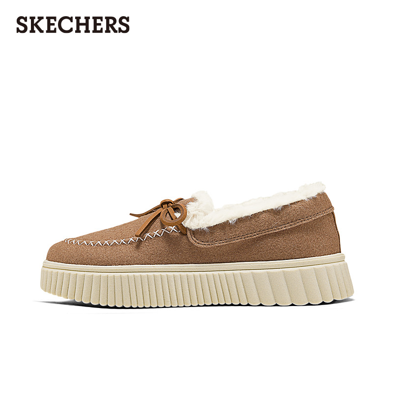 斯凯奇冬季女乐福鞋加绒保暖毛毛鞋厚底耐磨松糕鞋豆豆鞋浅口单鞋,淘宝优惠券,粉丝福利购,淘宝优惠卷