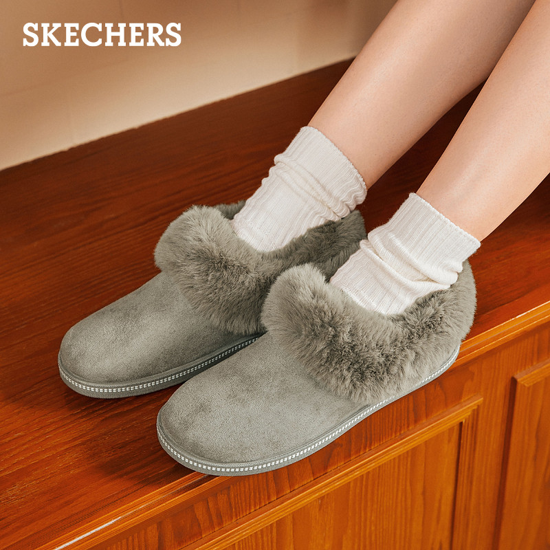 斯凯奇冬季女时尚加绒保暖毛毛鞋短靴舒适轻质乐福鞋舒适棉鞋冬靴,淘宝优惠券,粉丝福利购,淘宝优惠卷