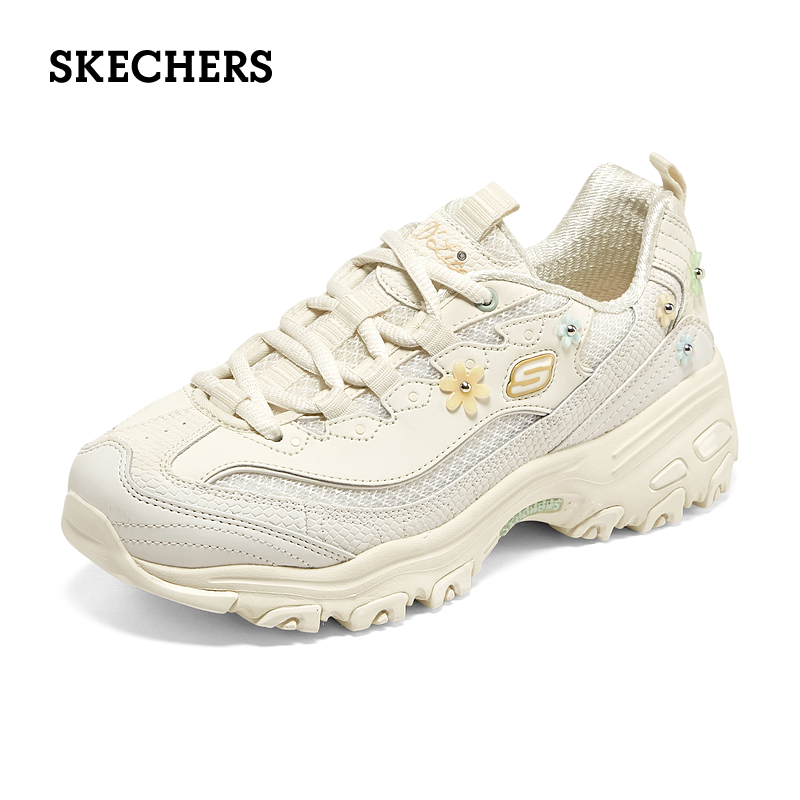 Skechers斯凯奇女鞋花花熊雏菊春夏厚底增高老爹鞋小白鞋运动鞋 - 图2