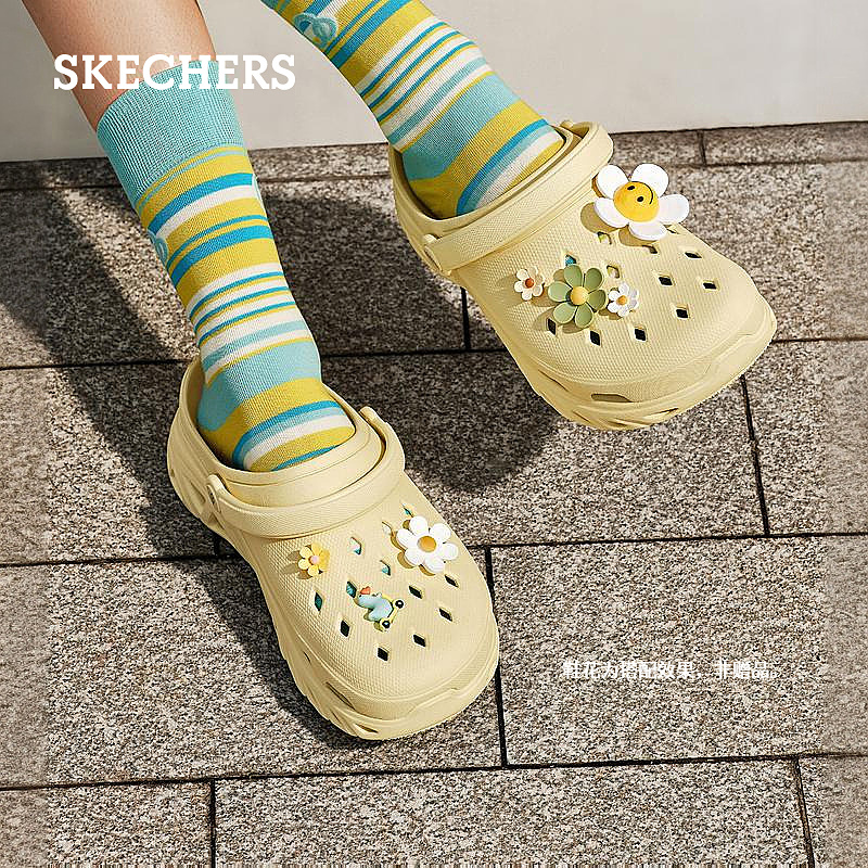 【程潇同款】Skechers斯凯奇魔方泡泡鞋夏季新款女洞洞鞋厚底凉鞋 - 图1