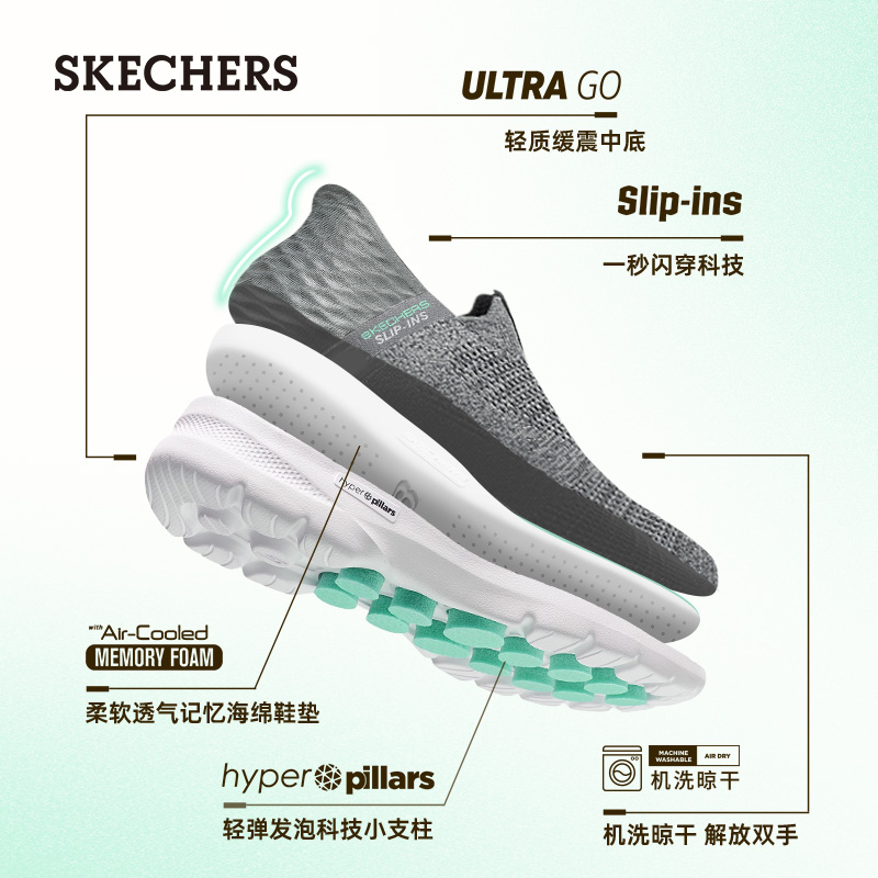 【闪穿鞋】Skechers斯凯奇Slip ins系列夏不弯腰一脚蹬休闲鞋女鞋 - 图2