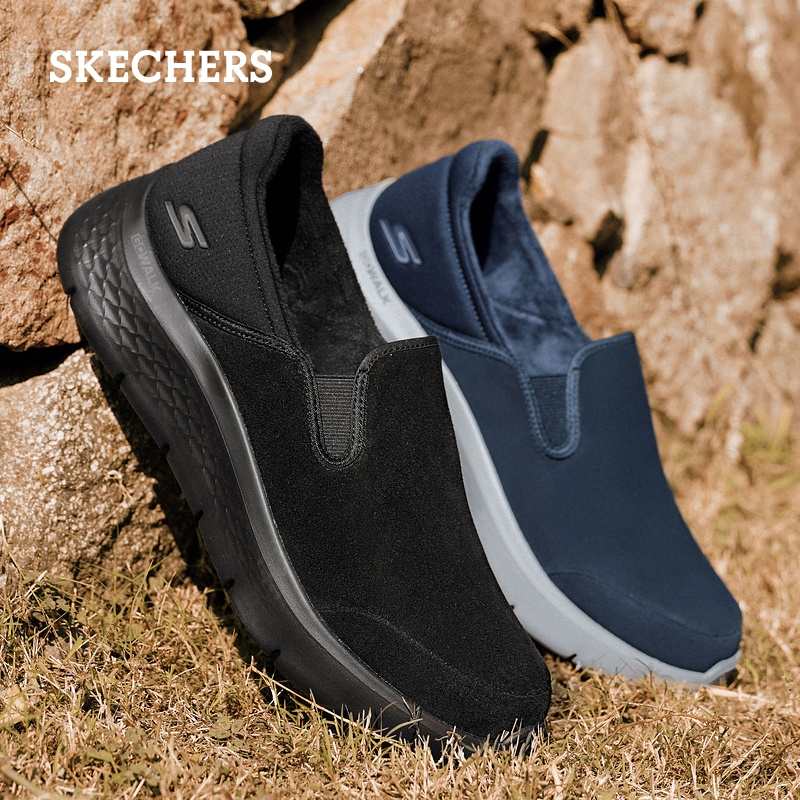 Skechers斯凯奇冬季男健步鞋一脚蹬保暖加绒懒人休闲鞋厚底爸爸鞋