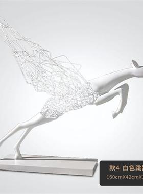 不锈钢镂空梅花鹿雕塑长角鹿摆件酒店大堂售楼处足浴艺术装饰美陈