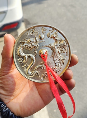 仿古铜镜透光镜龙凤镜仿西汉透光山鬼花钱图镜婚庆新娘佩带怀镜