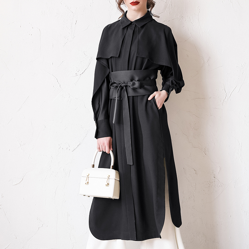 秋裝新款氣質時尚小個子初秋紅色韓版流行外套薄 2019 風衣女中長款 秋裝新款氣質時尚小個子初秋紅色韓版流行外套薄 2019 風衣女中長款