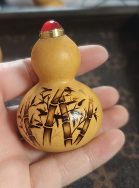 纯手工葫芦烙画竹子葫芦摆件送礼吉祥一物一拍礼品葫芦手把件