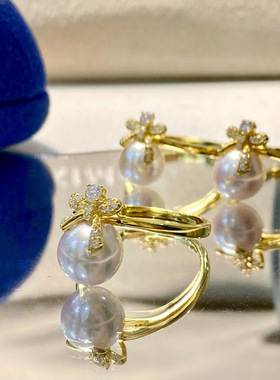 DIY配件S925纯银珍珠戒指空托