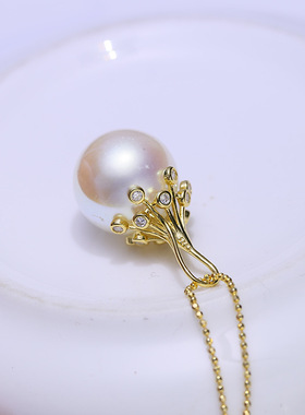 DIY配件S925纯银珍珠吊坠空托