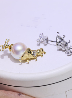 DIY配件S925纯银吊坠空托毛毛虫