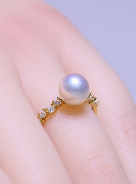 DIY配件S925纯银珍珠戒指空托