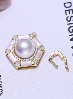 DIY配件S925纯银珍珠吊坠空托配