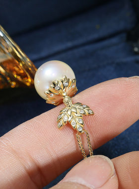 DIY配件S925纯银遮瑕款珍珠吊坠空托配饰大珠项坠银托半成品11-16