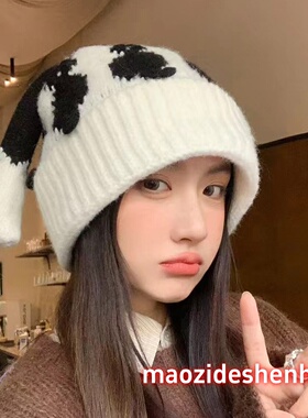 韩版可爱长耳朵针织帽秋冬保暖帽
