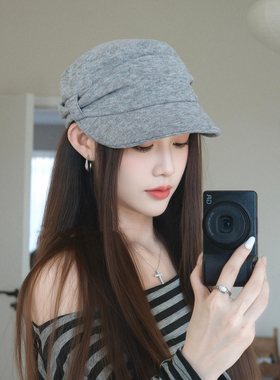 日系褶皱显脸小马术帽女春秋