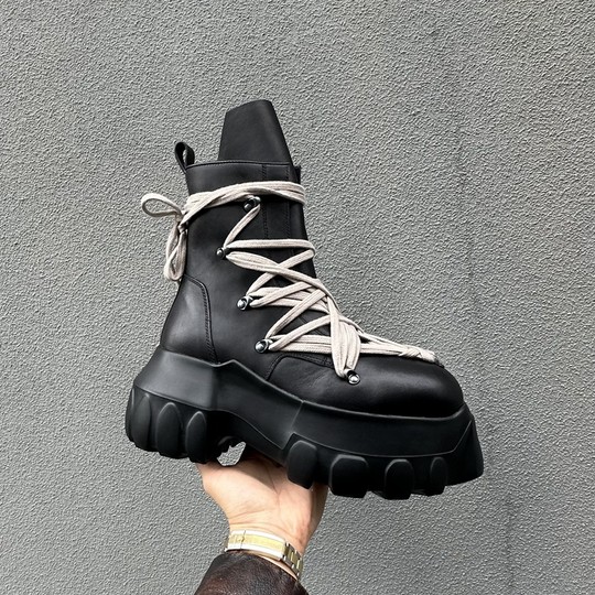 R0高帮章鱼底街潮男女五芒星绑带大头靴子高跟厚底恨天高内增高鞋