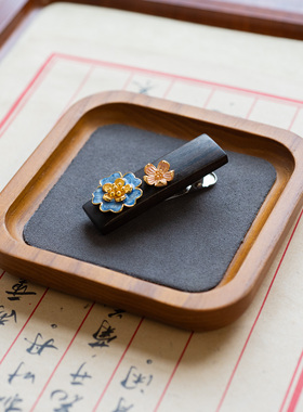 花弄影|木质发卡发夹鸭嘴夹侧边手工新中式简约花朵民族风刘海额