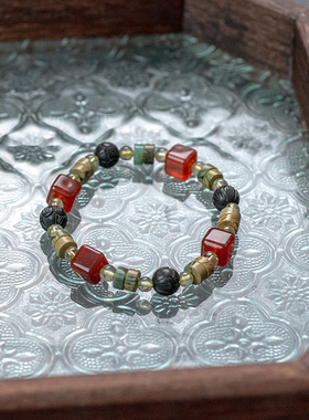 夜游宫|原创红玛瑙黑檀木手链水晶手串敦煌复古风小众新中式个性