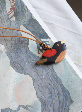 黑檀木小鸟项链手工拼接红木绿檀毛衣链百搭简约文艺森系休闲小众