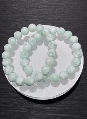 新品绿纹石手链绿色时尚绿蓝纹圆珠手串女款颜色小清新淡雅饰品