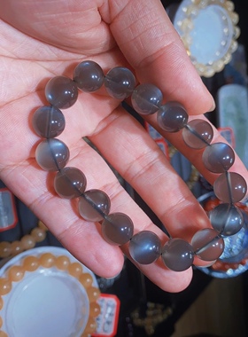 黑体银月光手串透体银月光石手链银光猫眼黑月光手串黑灰体月光石