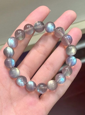 浅水体彩光拉长石手串全彩光灰月光手串彩灰拉长强彩光拉长石手链