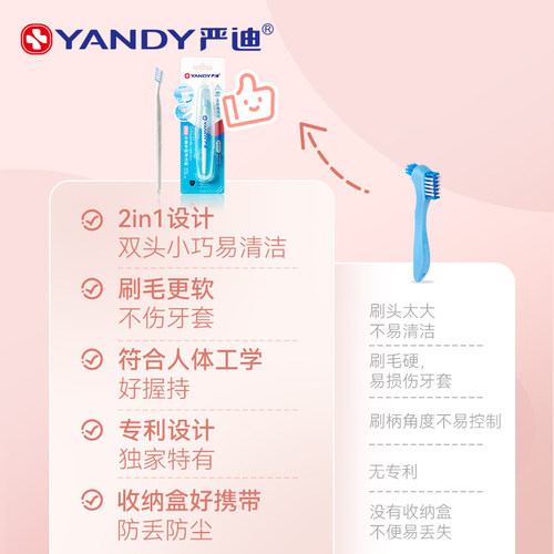 严迪隐形牙套刷假牙牙刷清洁清洗刷子牙套刷矫正正畸保持器义齿刷 - 图0