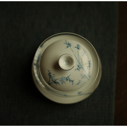 |工匠家品|竹逸三才盖碗 玻璃 釉下手绘 高硼硅高透玻璃 耐热薄胎 - 图1
