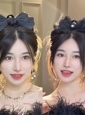 李一桐宋祖儿孟子义金晨同款黑色蝴蝶结抓夹大号发夹后脑勺发饰女