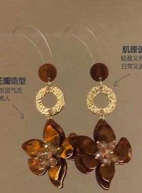 【Twinkle】日韩风复古花朵耳环女合金高级轻奢显脸小时髦耳饰