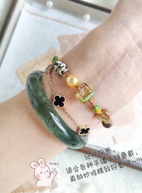 手链系列| 原创天然石进口捷克琉璃米珠记忆钢圈细手链女生送礼