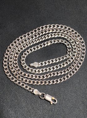 意大利A.G.M原厂925纯银侧身古巴链，ITALY+925双钢印齐全