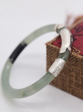 断玉手镯修复修断裂痕翡翠手镯瑕疵裂纹修补包手镯银花片包边定制