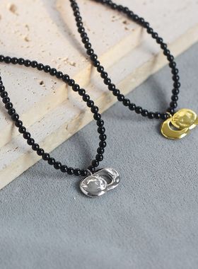 日月系列月牙项链 新款轻奢小众高级感冷淡风纹理太阳月牙锁骨链