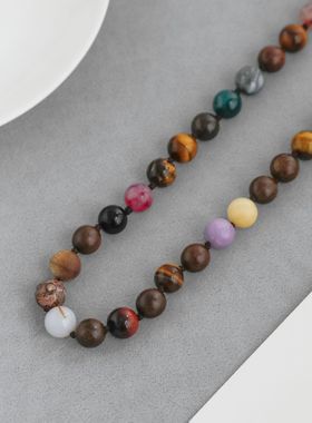 ZIXIU*家沉香木串珠项链新中式董洁同款复古天然石玛瑙串珠锁骨链