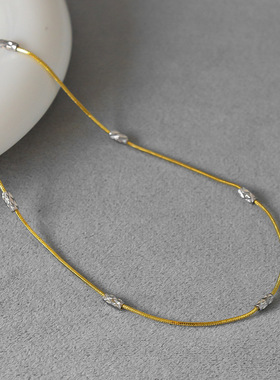 24年新款圆筒刻花项链 冬季轻奢简约个性极细高级感蛇骨链锁骨链