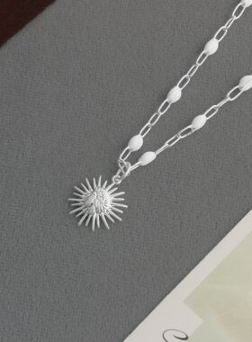 金色太阳之神项链 希腊传统文艺优雅简约小众轻奢太阳神锁骨链